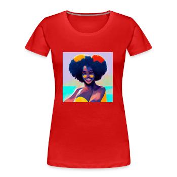 Schönes Afro -Mädchen Im Bikini - Frauen Premium Bio T-Shirt - Rot - Vorne - Mia (176cm)