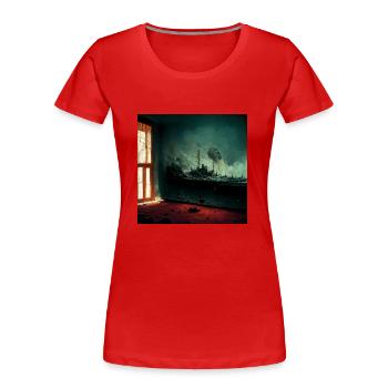 Guerre - Ville bombardée, vue depuis le balcon - T-shirt bio Premium Femme - rouge - Devant - Mia (176cm)