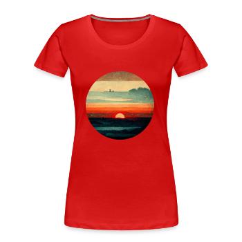 Vintage Sunset Painting - Women's Premium Organic T-Shirt - red - Front - Mia (176cm)