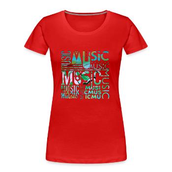Music funny jazz retro song hipster vinyl rock - Women's Premium Organic T-Shirt - red - Front - Mia (176cm)