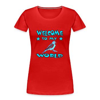 Perruche ondulée - T-shirt bio Premium Femme - rouge - Devant - Mia (176cm)