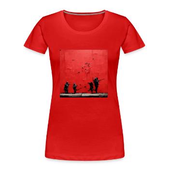 Graffiti Im Banksy-stil Aus Der Kriegsszene - Frauen Premium Bio T-Shirt - Rot - Vorne - Mia (176cm)