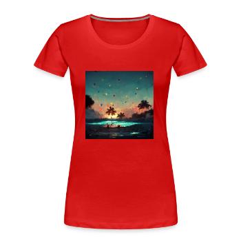 Geburtstagsfeier Im Paradies - Frauen Premium Bio T-Shirt - Rot - Vorne - Mia (176cm)
