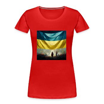 Sieg Der Ukraine - Frauen Premium Bio T-Shirt - Rot - Vorne - Mia (176cm)