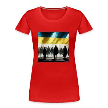 Ukraine Gewinnt Slava Ukaini - Frauen Premium Bio T-Shirt - Rot - Vorne - Mia (176cm)