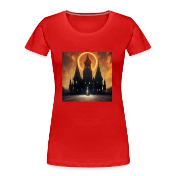 Halloween castle painting - Women's Premium Organic T-Shirt - red - Front - Mia (176cm)