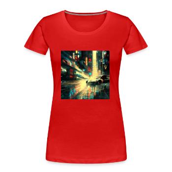 Cyber City - Frauen Premium Bio T-Shirt - Rot - Vorne - Mia (176cm)