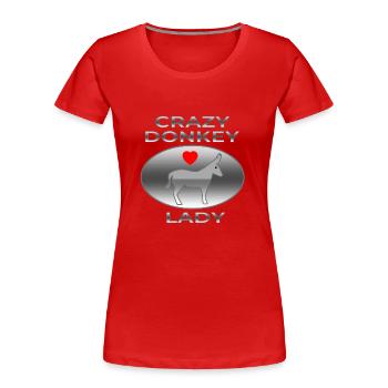 Âne - T-shirt bio Premium Femme - rouge - Devant - Mia (176cm)