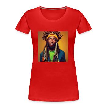Rastafari Porträt - Frauen Premium Bio T-Shirt - Rot - Vorne - Mia (176cm)