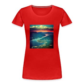 Blick Von Den Blue Mountains - Frauen Premium Bio T-Shirt - Rot - Vorne - Mia (176cm)