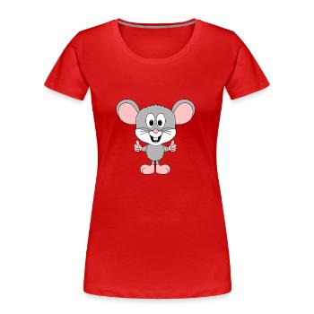 MAUS - SUPER - GUT - TIERISCH - LIKE - LIKEN - Frauen Premium Bio T-Shirt - Rot - Vorne - Mia (176cm)