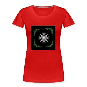 snowflake - Women's Premium Organic T-Shirt - red - Front - Mia (176cm)