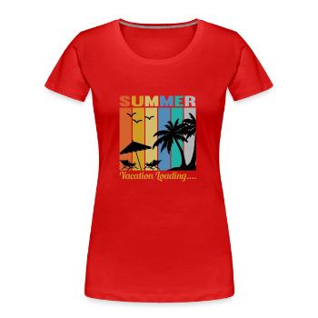 Summer Vacation Loading... - Women's Premium Organic T-Shirt - red - Front - Mia (176cm)