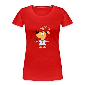 HUND - ENGEL - HIMMEL - HARFE - HEILIGENSCHEIN - Frauen Premium Bio T-Shirt - Rot - Vorne - Mia (176cm)