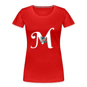 lettre M fleuris - T-shirt bio Premium Femme - rouge - Devant - Mia (176cm)