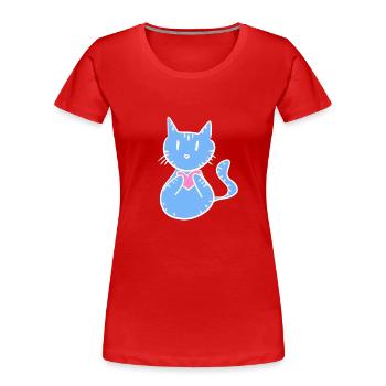 symbole de chat bleu coeur de dessin animé - T-shirt bio Premium Femme - rouge - Devant - Mia (176cm)
