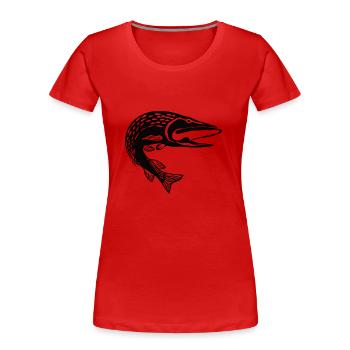 Jumping pike motif for pike anglers - Women's Premium Organic T-Shirt - red - Front - Mia (176cm)