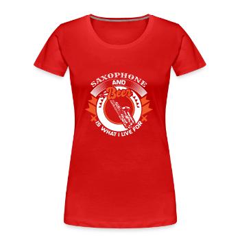 Saxophone Musical Instrument Brass Band - Women's Premium Organic T-Shirt - red - Front - Mia (176cm)
