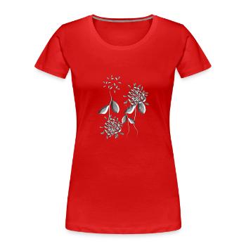 grey plant flowers pattern - Women's Premium Organic T-Shirt - red - Front - Mia (176cm)