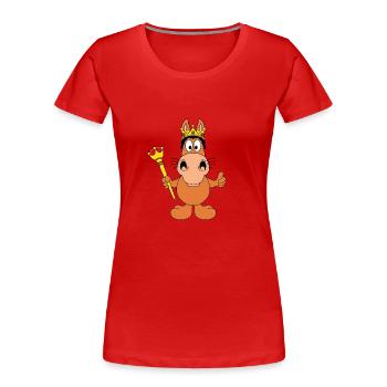 PFERD - KÖNIG - PRINZ - KÖNIGIN - PRINZESSIN - Frauen Premium Bio T-Shirt - Rot - Vorne - Mia (176cm)
