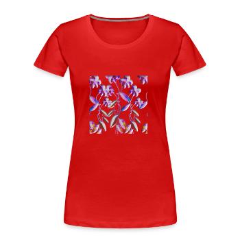 purple flowers pattern glitter plant - Women's Premium Organic T-Shirt - red - Front - Mia (176cm)