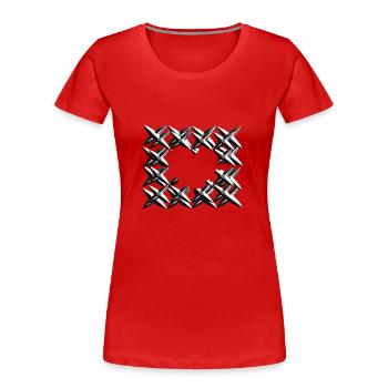 muster kreuze netz grau - Frauen Premium Bio T-Shirt - Rot - Vorne - Mia (176cm)