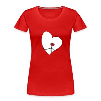 cœur avec amour de fleur de rose - T-shirt bio Premium Femme - rouge - Devant - Mia (176cm)