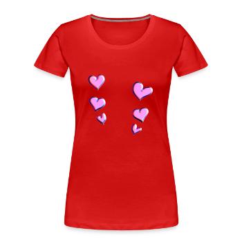 motif de cœur de cœur rose - T-shirt bio Premium Femme - rouge - Devant - Mia (176cm)