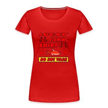 Angling - Women's Premium Organic T-Shirt - red - Front - Mia (176cm)