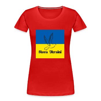Slava Ukraini Sieg Frieden Ruhm der Ukraine Krieg - Frauen Premium Bio T-Shirt - Rot - Vorne - Mia (176cm)