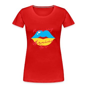 Ukraine Frieden Flagge Taube Russland Krieg Peace - Frauen Premium Bio T-Shirt - Rot - Vorne - Mia (176cm)