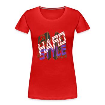 Hardstyle mit Lautsprechern - Frauen Premium Bio T-Shirt - Rot - Vorne - Mia (176cm)