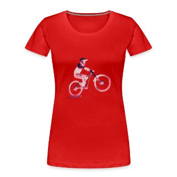 mountain biking downhill - Women's Premium Organic T-Shirt - red - Front - Mia (176cm)