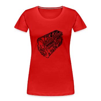 Auto Motorblock Zylinder Hubraum Fan - Frauen Premium Bio T-Shirt - Rot - Vorne - Mia (176cm)