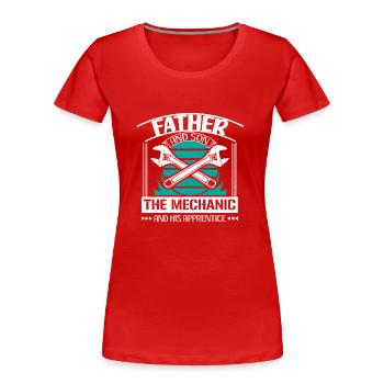 Idée cadeau père et fils pour la fête des pères naissance - T-shirt bio Premium Femme - rouge - Devant - Mia (176cm)