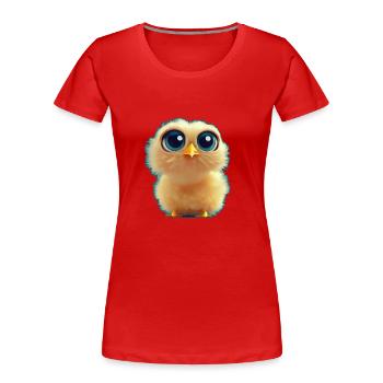 Kücken mit großen Augen - Frauen Premium Bio T-Shirt - Rot - Vorne - Mia (176cm)