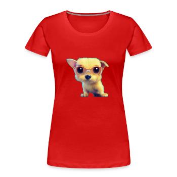 Puppy with glasses - Women's Premium Organic T-Shirt - red - Front - Mia (176cm)