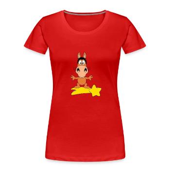 STERNSCHNUPPE - PFERD - PONY - TIER - Frauen Premium Bio T-Shirt - Rot - Vorne - Mia (176cm)