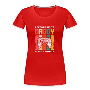 Père Fils Bébé Papa Cadeau - T-shirt bio Premium Femme - rouge - Devant - Mia (176cm)