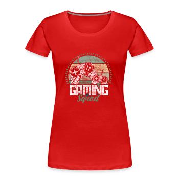Père & Fils Bébé Papa - T-shirt bio Premium Femme - rouge - Devant - Mia (176cm)