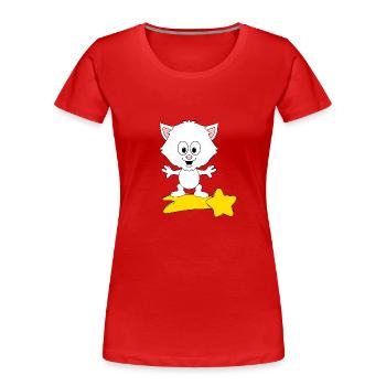 KATZE - KATER - STERNSCHNUPPE - TIERISCH - Frauen Premium Bio T-Shirt - Rot - Vorne - Mia (176cm)