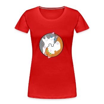 Getigerte Katzen grau und rot Yin-Yang - Frauen Premium Bio T-Shirt - Rot - Vorne - Mia (176cm)