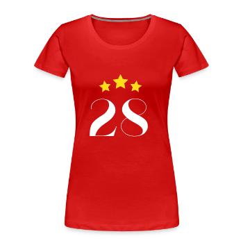 28th Anniversary Starred - Women's Premium Organic T-Shirt - red - Front - Mia (176cm)