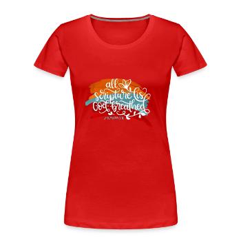 Christian Design All Scripture, God breathed - Women's Premium Organic T-Shirt - red - Front - Mia (176cm)