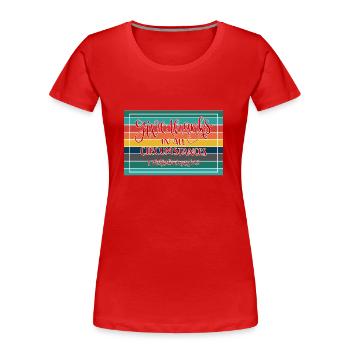 Christian Design Give Thanks in all circumstances - Women's Premium Organic T-Shirt - red - Front - Mia (176cm)