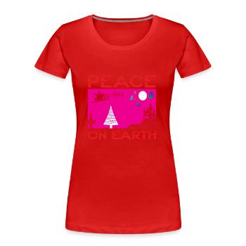Peace on Earth - Frauen Premium Bio T-Shirt - Rot - Vorne - Mia (176cm)