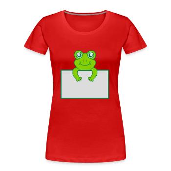 Texte présent bouclier de grenouille - T-shirt bio Premium Femme - rouge - Devant - Mia (176cm)