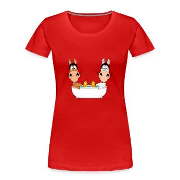 BADEN - BADEWANNE - PFERDE - PONYS - LIEBE - Frauen Premium Bio T-Shirt - Rot - Vorne - Mia (176cm)