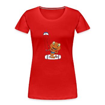 KITESURFER - KITER - KITE - DINO - KITESURFEN - Frauen Premium Bio T-Shirt - Rot - Vorne - Mia (176cm)