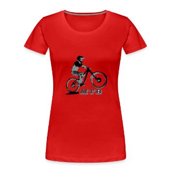MTB downhill mountain bike - Women's Premium Organic T-Shirt - red - Front - Mia (176cm)